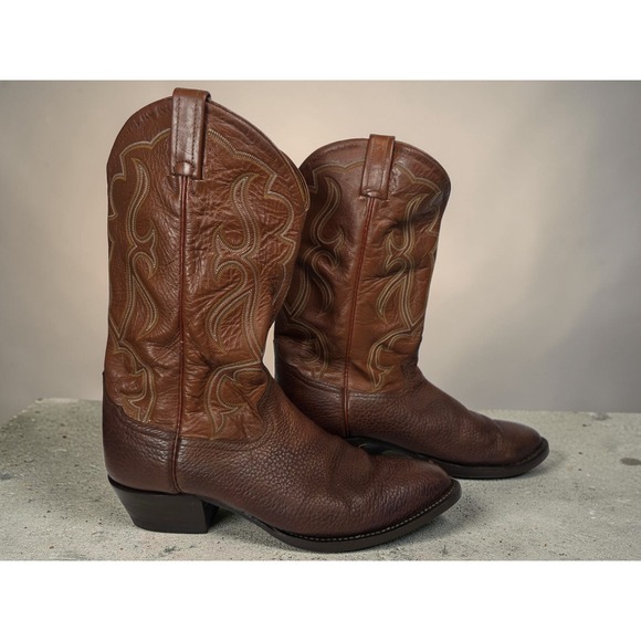Tony Lama Boots Size 12D Brown Leather Style 7141 Western Cowboy Boots